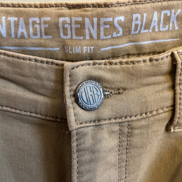 Men's Vintage Genes Black  Slim Fit Tan Jeans 32"Wx30"L - Picture 2 of 9